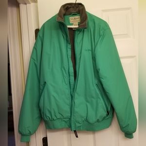 Men's LL Bean Green Outer with Gray Lining - Fleece Lined Jacket